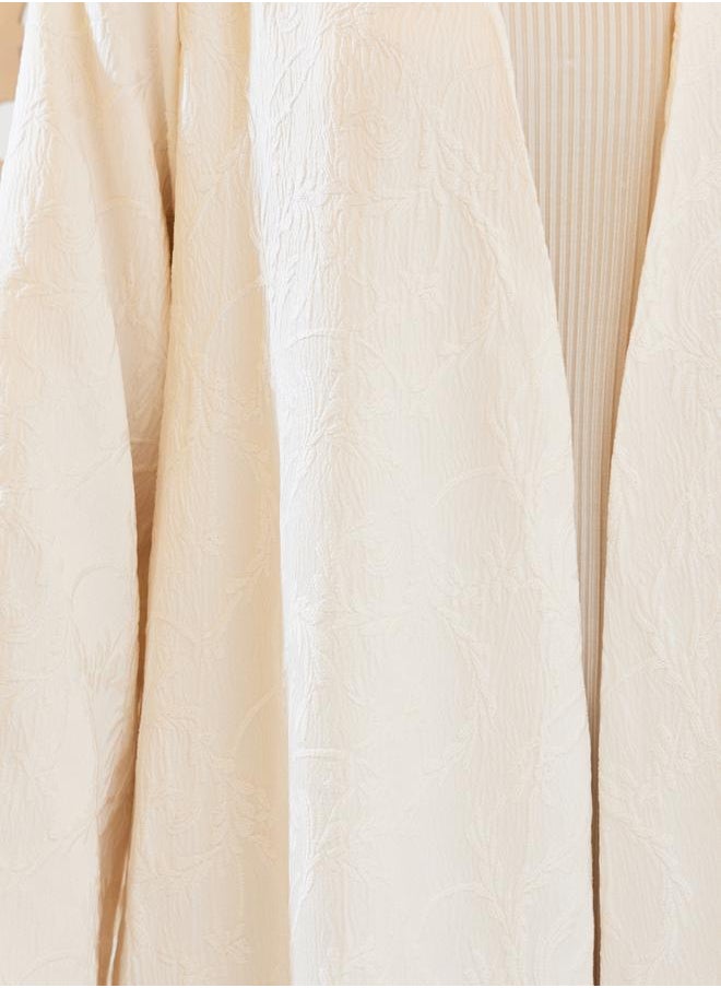 Styli - Jacquard Collarless Abaya with Snap-Button Closure - Image 1
