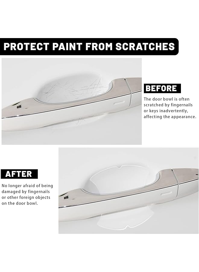 الثلاثة الكبار ملصق حماية مقبض باب السيارة، غشاء حماية شفاف من الخدوش للمركبات، غشاء حماية شفاف من خدوش طلاء مقبض الباب، غشاء حماية من مادة TPU لمعظم الموديلات، 4 قطع - Image 3