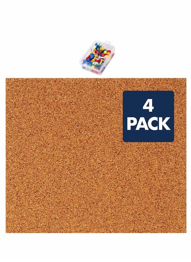 KASTWAVE - Self Adhesive Bulletin Boards 4Pcs 30cm Square Self Adhesive Felt Board Tiles with Push Pins Square Bulletin Board for Walls Felt Cork Pin Board for Pictures Photos Memos - Image 1