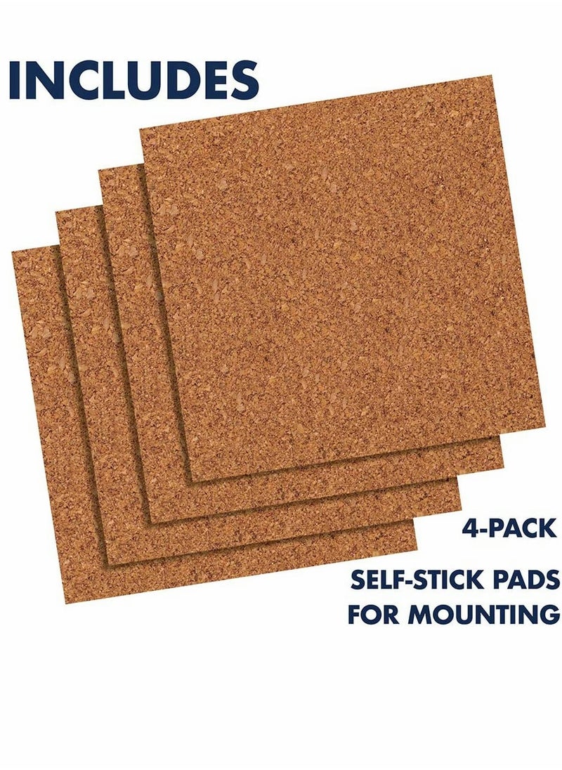 KASTWAVE - Self Adhesive Bulletin Boards 4Pcs 30cm Square Self Adhesive Felt Board Tiles with Push Pins Square Bulletin Board for Walls Felt Cork Pin Board for Pictures Photos Memos - Image 1