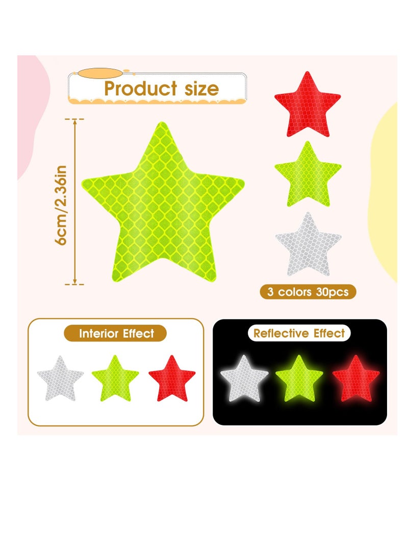 SUNSAR 30Pcs Warning Reflective Stickers - 3 Colors Safety Reflective Sticker Waterproof Reflector Sticker Reflective Tape Sticker for Vehicle, Bicycles, Motorcycles, Clothing - Image 2