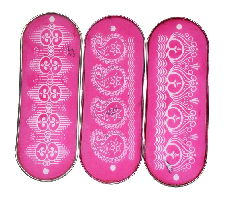 ORAMSA Ready to use Oval Shape Draw Border Design Net Rangoli Stencil (Three 33x12cm, Assorted) - Image 1