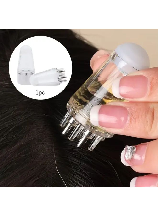 White Portable Scalp Applicator Massage Comb with Stainless Steel Bristles - Image 1