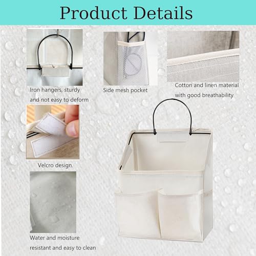 Someteth 2 Pack Wall Hanging Storage Basket,Wall Hanging Organizer Bags with Pockets, Wall organizer Storage for Dormitory Bathroom Bedroom Kitchen(White-upgraded) - Image 3