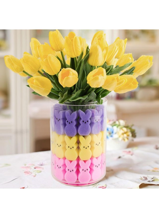 ORIENTAL CHERRY Easter Decorations - Easter Peeps Decor - Artificial Tulips With Bunnies Vase Filler Set, Spring Home Decoration Centerpieces For Tables  - Image 1