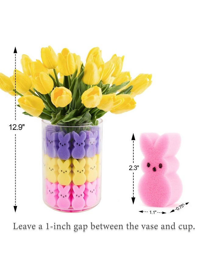 ORIENTAL CHERRY Easter Decorations - Easter Peeps Decor - Artificial Tulips With Bunnies Vase Filler Set, Spring Home Decoration Centerpieces For Tables  - Image 3