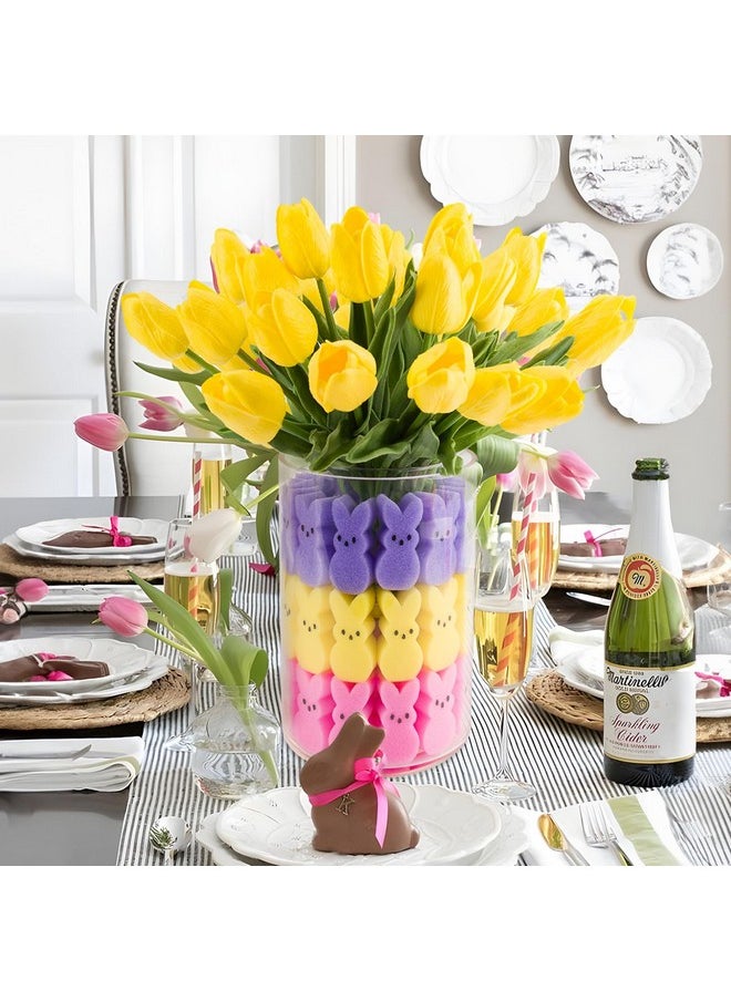 ORIENTAL CHERRY Easter Decorations - Easter Peeps Decor - Artificial Tulips With Bunnies Vase Filler Set, Spring Home Decoration Centerpieces For Tables  - Image 5
