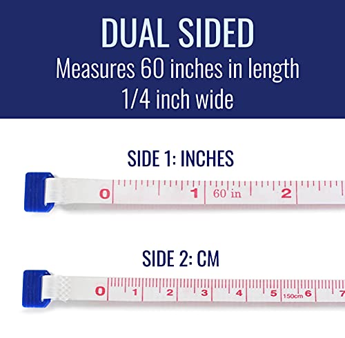 MABIS Retractable Tape Measure, Compact Flexible Measuring Tape, Body Tape Measure, 60 Inches, Blue - Image 3