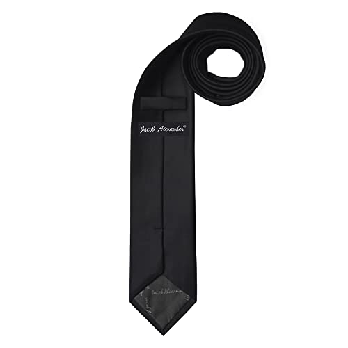 Jacob Alexander Boy's Regular Self Tie Prep Solid Color Necktie - Black - Image 2