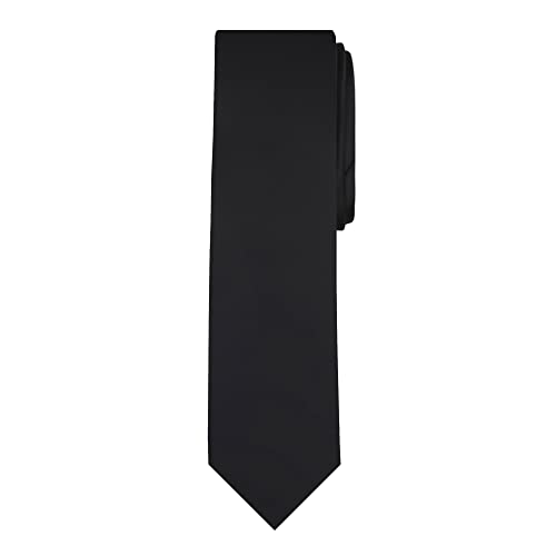 Jacob Alexander Boy's Regular Self Tie Prep Solid Color Necktie - Black - Image 1