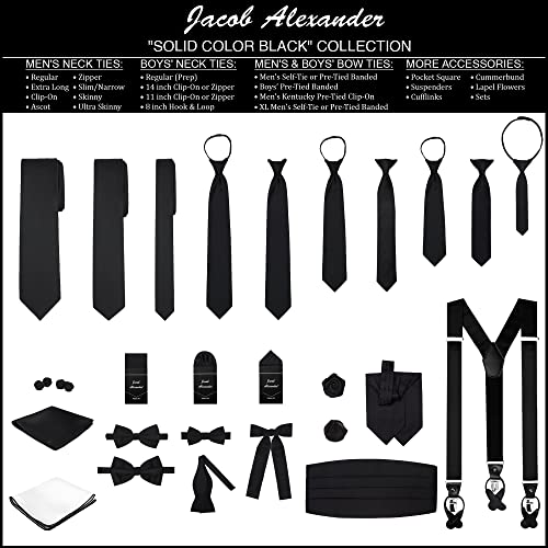 Jacob Alexander Boy's Regular Self Tie Prep Solid Color Necktie - Black - Image 5