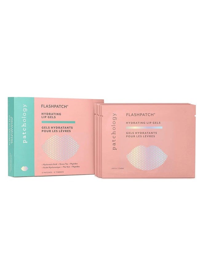 Patchology FlashPatch Hydrating Lip Mask Gels with Hyaluronic Acid, Green Tea & Peptides – Ultra Moisturizing Lip Treatment & Lip Patches for Dry Lips – Hydration & Repair – Day & Night Use (5 Count) - Image 4