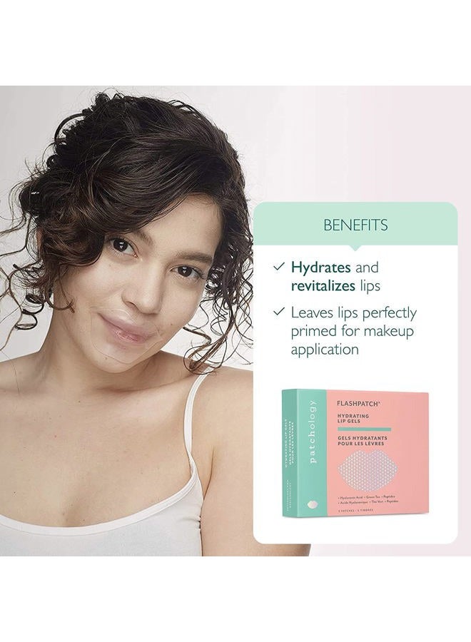Patchology FlashPatch Hydrating Lip Mask Gels with Hyaluronic Acid, Green Tea & Peptides – Ultra Moisturizing Lip Treatment & Lip Patches for Dry Lips – Hydration & Repair – Day & Night Use (5 Count) - Image 2