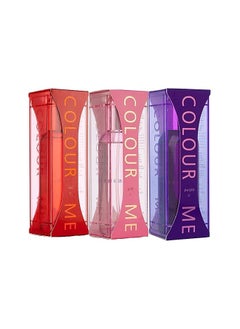 COLOUR ME Combo pack Eau de perfume Pink Purple Red Set 100x3 300ml colour me  - Image 1