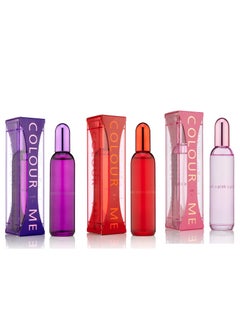 COLOUR ME Combo pack Eau de perfume Pink Purple Red Set 100x3 300ml colour me  - Image 2