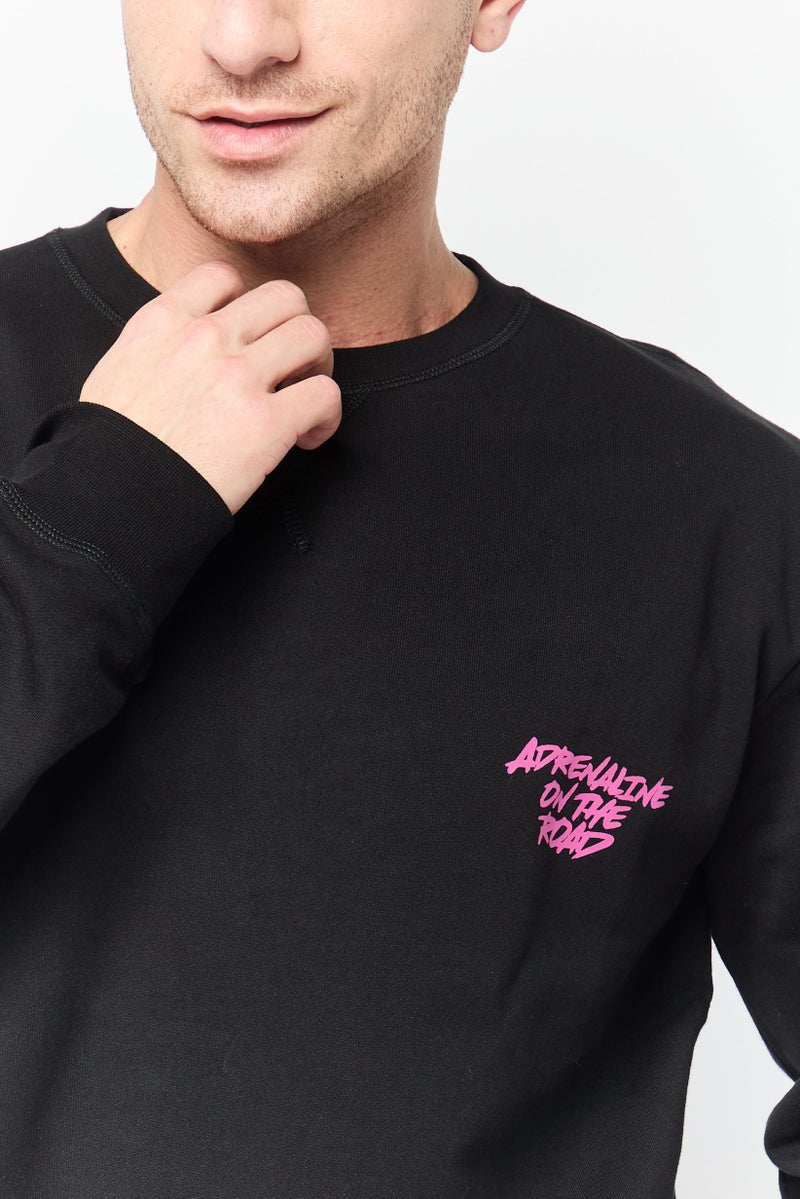 LAMBORGHINI Men Crew Neck Graphic Print Sweatshirt, Black  - Image 2