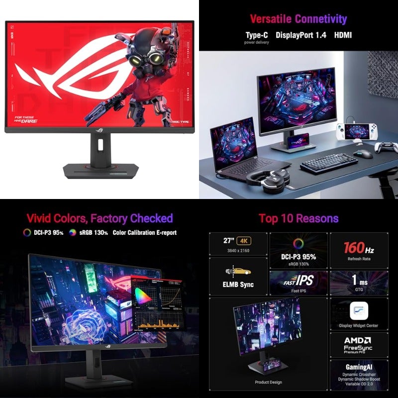 آسوس ASUS Rog Strix 27 4k HDR400 usb-c Gaming Monitor XG27ucs 27 inch