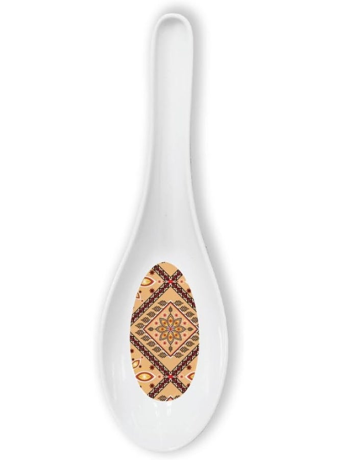 Servewell Servewell HARMONY MELAMINE SOUP SPOON 14CM BROWN CHECKED ROMAN STYLE DECAL