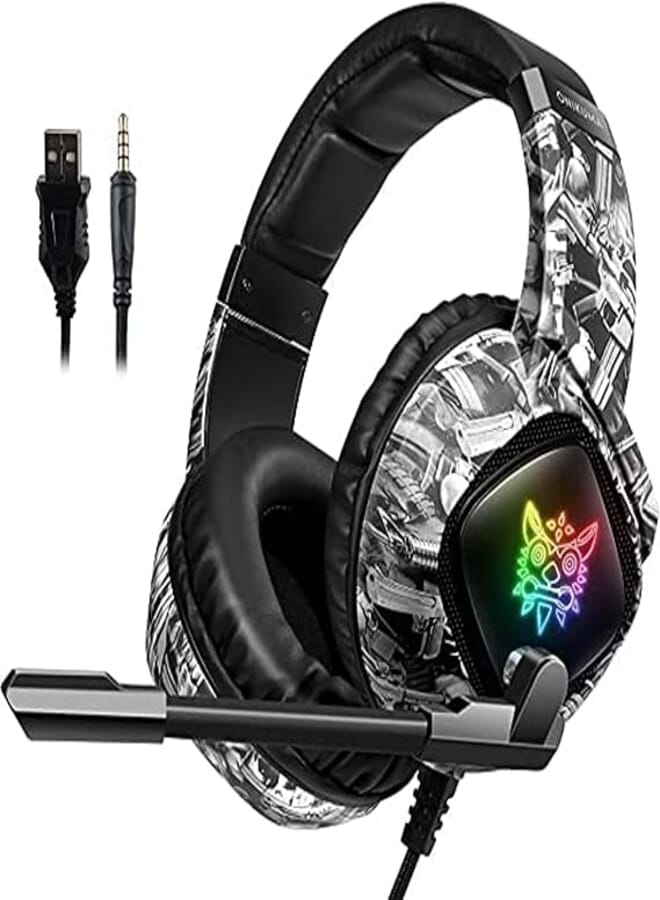 ONIKUMA K19 Camouflage Color Gaming headset HighEnd with Mic and LED light for computer | Mobile and PS4