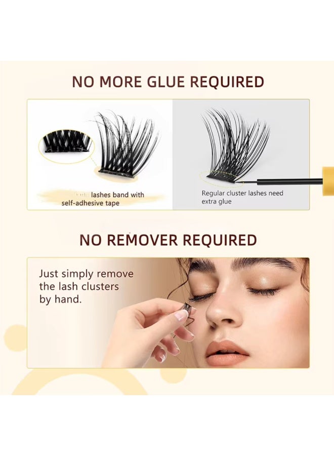 MiMi & BeiBei 48Pcs Pre Bond Lash Clusters Self Adhesive Eyelashes Clusters Kit, False Eyelashes D Curl Pre Glued Lash Clusters Wispy Lashes Kit with Tweezers, Press On Glueless Lash Extension Set 10/12/14/16mm - Image 2