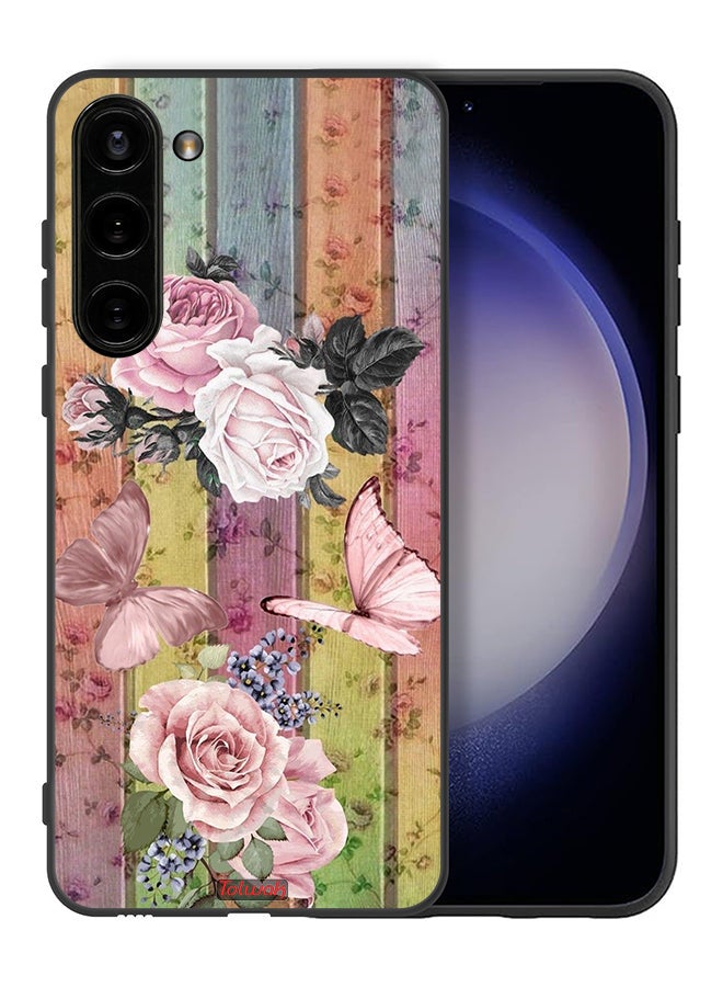 Tolwak Samsung Galaxy S23 5G Protective Case Cover Peach Butterflies And Roses - Image 2