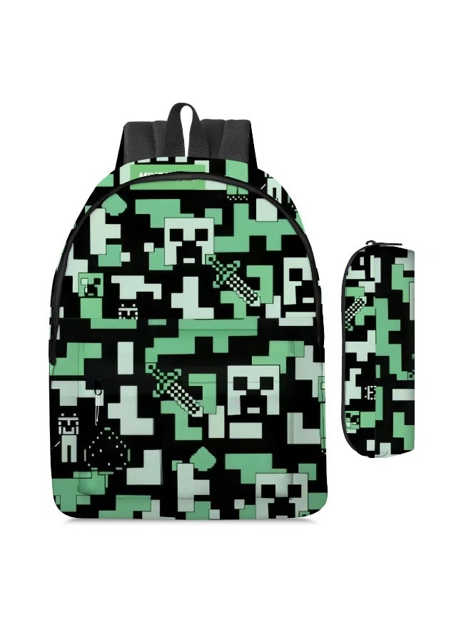 ماين كرافت على ظهره مقلمة قطعتين دعوى الرجال والنساء الترفيه الرياضة حقيبة السفر طالب حقيبة المدرسة - Image 1
