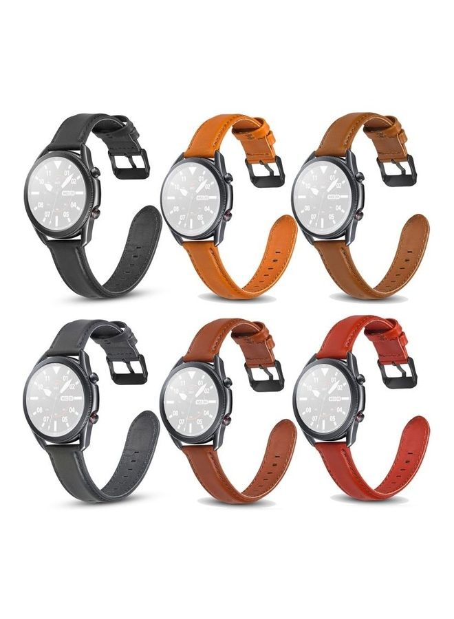 NIBEMINENT Flat Texture Leather Replacement Strap For Samsung Galaxy Watch 3 41mm Black - Image 3