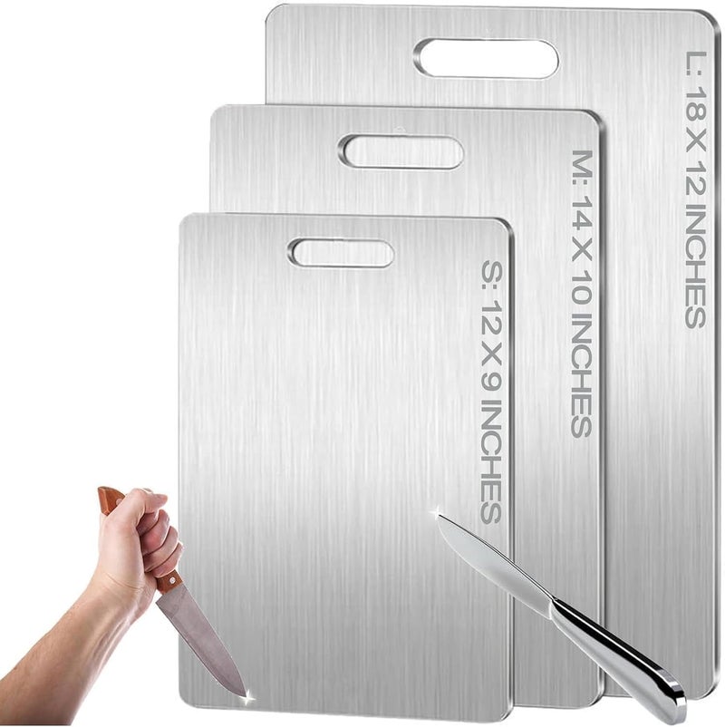 Zaucet Titanium Chopping Board - 100% Pure Titanium Chopping Board Double Sided Non-Toxic Titanium Ware Hygienic Durable Dishwasher Safe Chopping Board 12"L x 9"W - Image 1