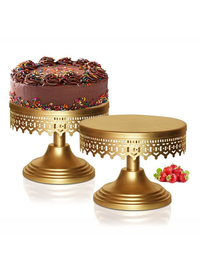Pure Source India Hand Made Decorative Metal Cake and Pizza Stand - Gold (8 Inch) - Image 5