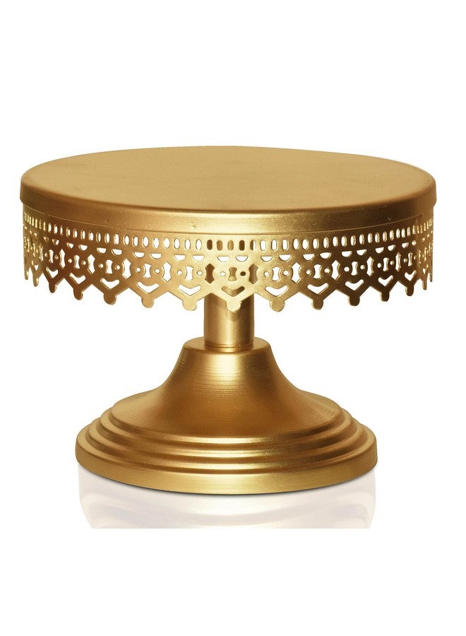 Pure Source India Hand Made Decorative Metal Cake and Pizza Stand - Gold (8 Inch) - Image 4