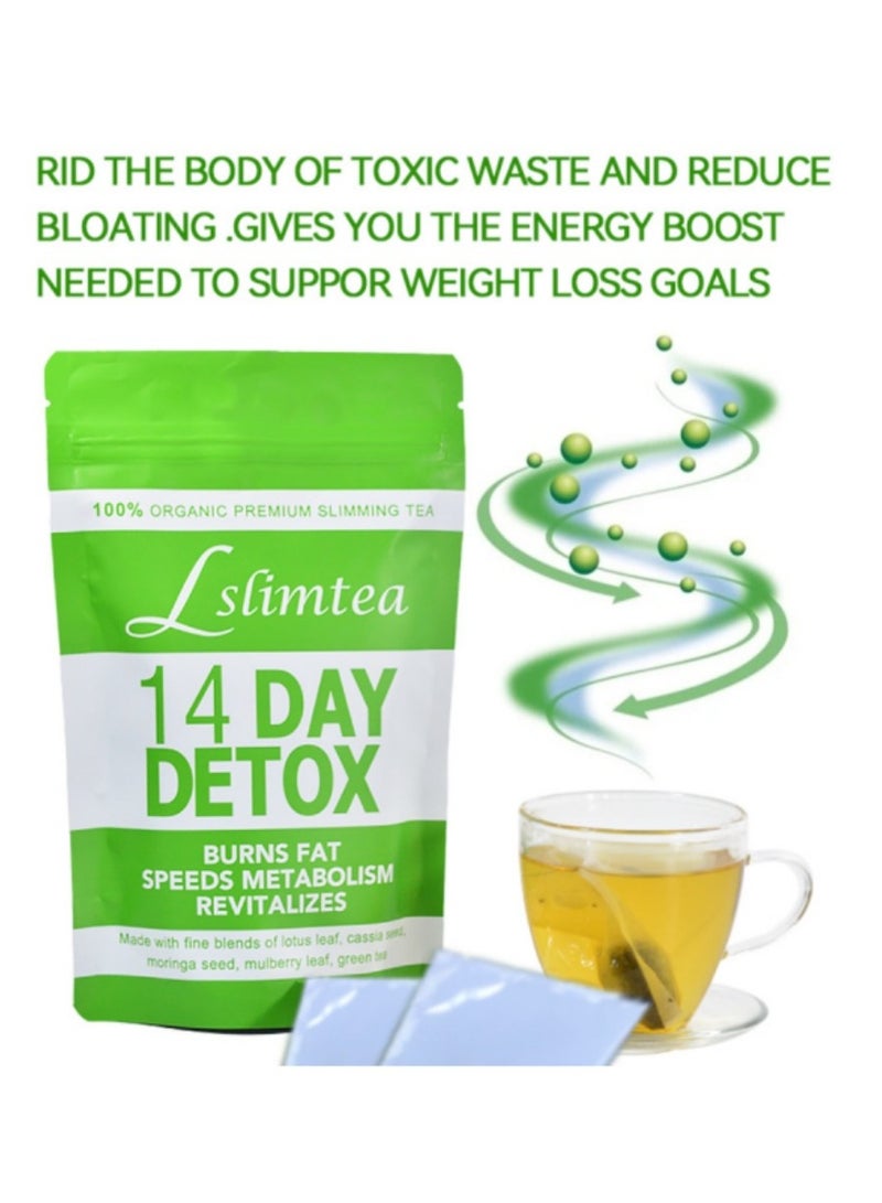 وينز تاون أكياس شاي التخلص من السموم من البطن، شاي التنحيف وفقدان الوزن، شاي التخلص من السموم يدعم الهضم الصحي والتمثيل الغذائي، 14 كيسًا - Image 4