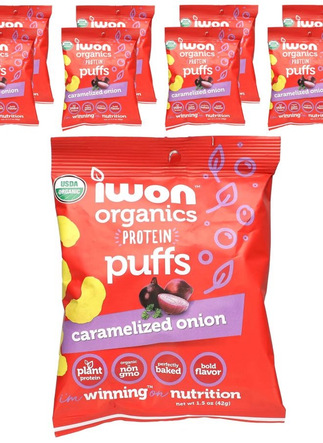 iwon Organics Protein Puffs Caramelized Onion 8 Bags 1.5 oz (42 g) Each 