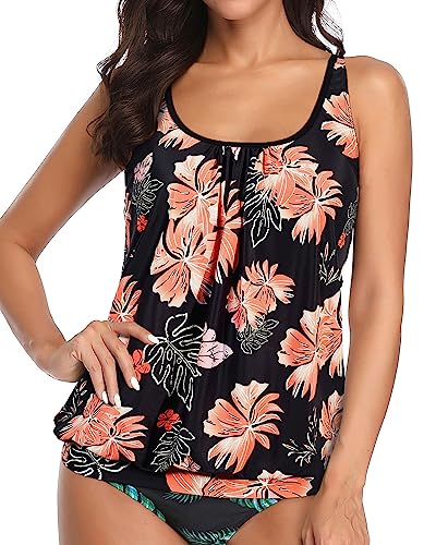 Yonique Womens Blouson Tankini Top No Bottom Loose Fit Swim Top Modest Tank Top Pink&Floral L - Image 4