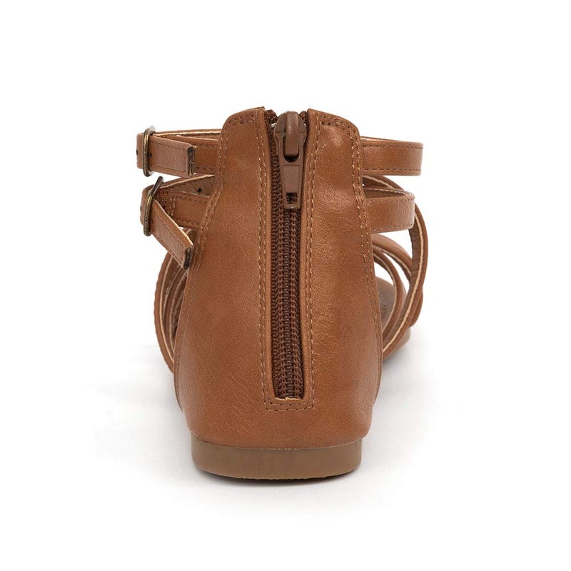 FUNKYMONKEY Kid's Strappy Gladiator Sandal Summer Shoes for Little Girls/Big Girls(2 Little Kid, Brown A) - Image 4