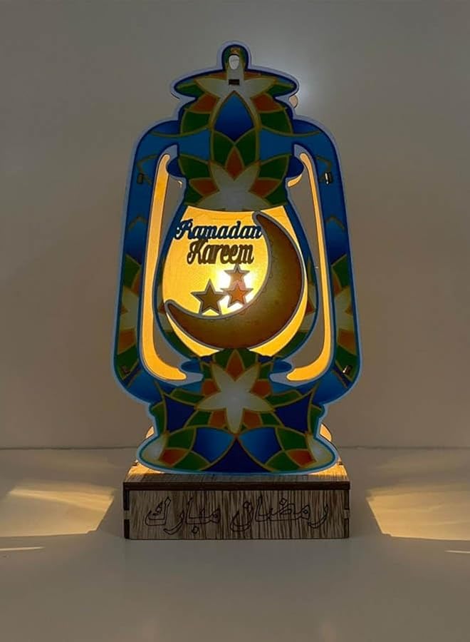 إيروريكس فانوس رمضان كريم خشبي مع قاعدة - Image 1