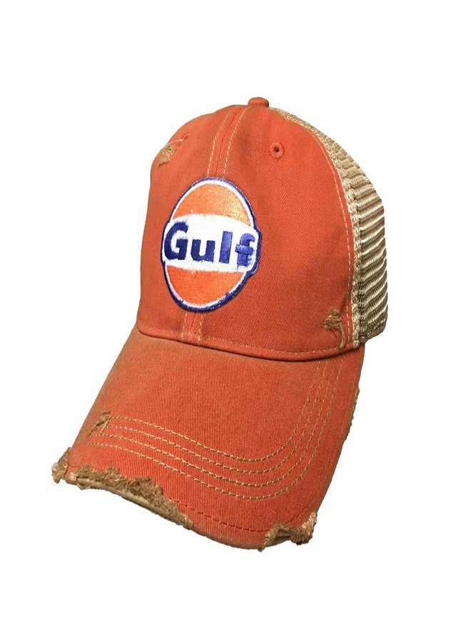 Gulf Distressed Vintage Adjustable Snapback Hat (Orange), Distressed Orange, One size - Image 1
