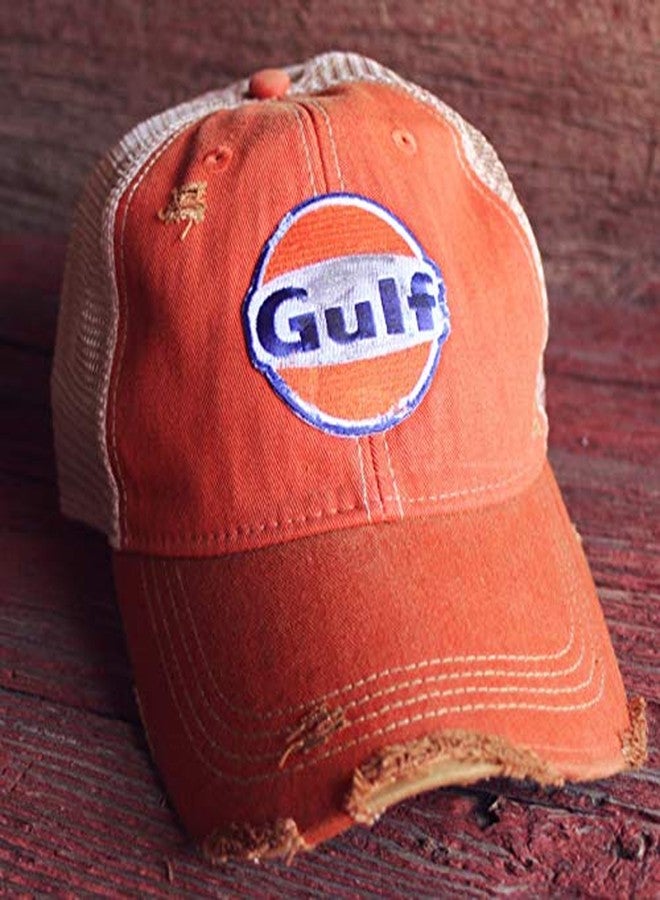 Gulf Distressed Vintage Adjustable Snapback Hat (Orange), Distressed Orange, One size - Image 2