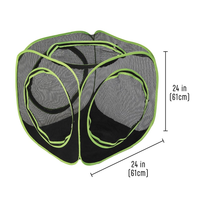 Kitty City Large Outdoor Cat Play Cube, Mesh Pop-Up Cat Enclosure for Indoor & Outdoor Use, Expandable Modular Cat Playpen with Zippered Access - Green - Image 4