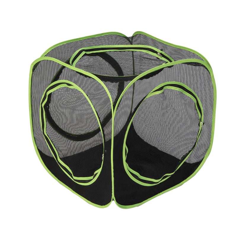 Kitty City Large Outdoor Cat Play Cube, Mesh Pop-Up Cat Enclosure for Indoor & Outdoor Use, Expandable Modular Cat Playpen with Zippered Access - Green - Image 1