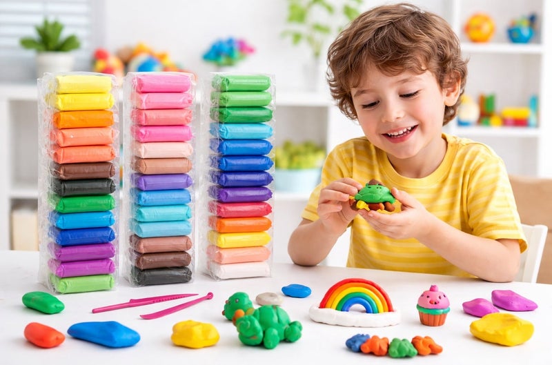 Just Quality 24 Colors Modeling Clay Set with 3 Tools – Non-Toxic, Soft & Easy to Clean Clay Dough – Creative Educational Art & Craft Toy for Kids 3+ Years - Image 2
