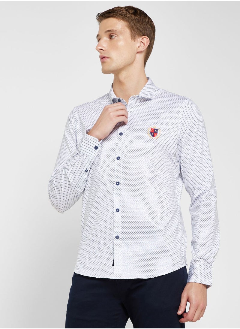 Thomas Scott - Classic Slim Fit Micro Ditsy Printed Casual Shirt - Image 1