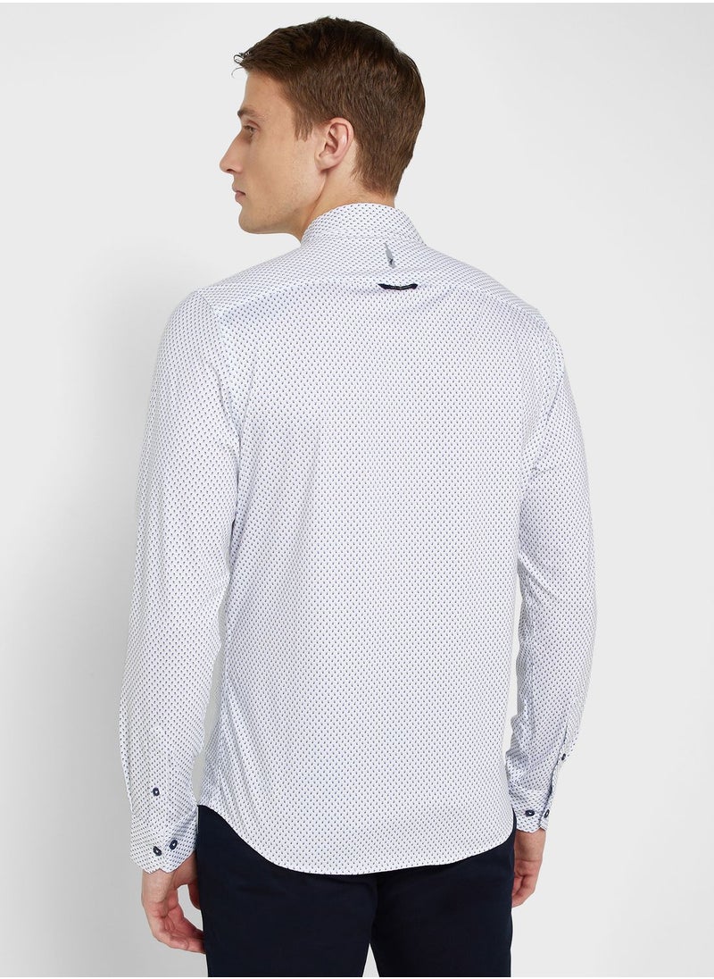 Thomas Scott - Classic Slim Fit Micro Ditsy Printed Casual Shirt - Image 1