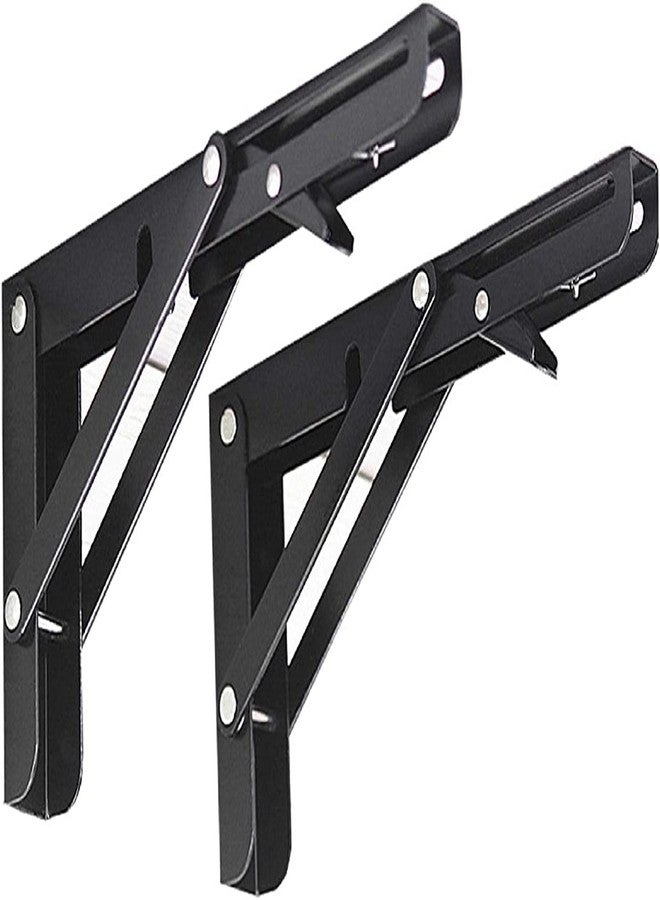 HETVIN Folding Shelf Brackets - Heavy Duty Metal Triangle Collapsible Shelf Bracket for Bench Table, Space Saving DIY Bracket, Folding Shelf Hinge Wall Mounted Brackets (Folding Shelf Brackets 20CM) - Image 1
