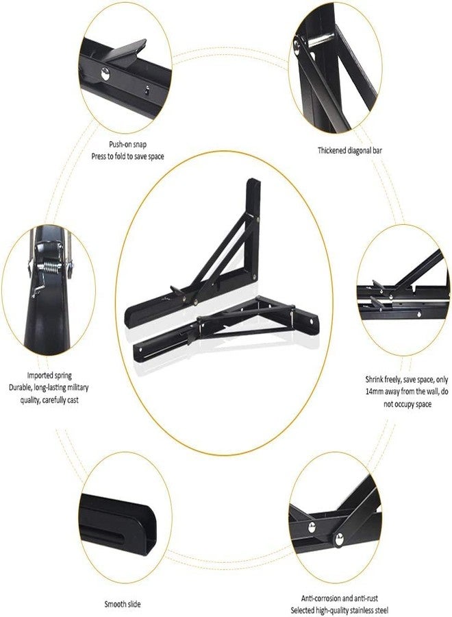 HETVIN Folding Shelf Brackets - Heavy Duty Metal Triangle Collapsible Shelf Bracket for Bench Table, Space Saving DIY Bracket, Folding Shelf Hinge Wall Mounted Brackets (Folding Shelf Brackets 20CM) - Image 5