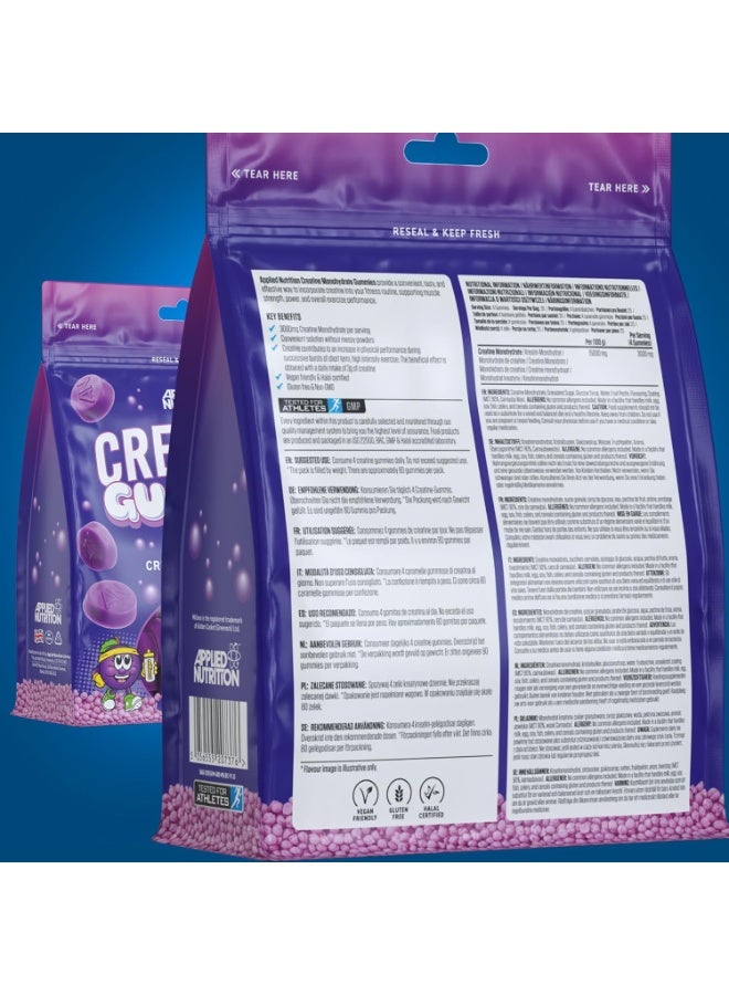 أبلايد نيوتريشن علكات كرياتين من أبلايد نيوتريشن 3000 مجم 20 سلسلة 400 جرام من ملايين الكشمش الأسود - Image 3