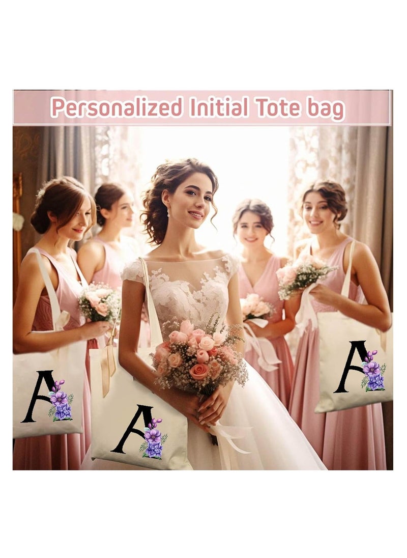 PRINTSHOP4ME Initial Letters Canvas Cotton Tote Bag, Cosmetic Pouch, and Stainless Steel Travel Mug - A Stylish Pack of 3 Combo Set for Girls - Gift for wedding - Gifts for girls - Gift for friends  - Image 5
