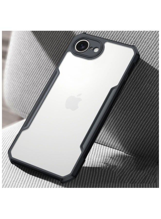 تنطبق على اي فون 16E حالة الهاتف ، رقيقة وخفيفة الوزن ، لينة تبو الوفير ، الاكريليك الغطاء الخلفي شفافة ، أسود - Image 2