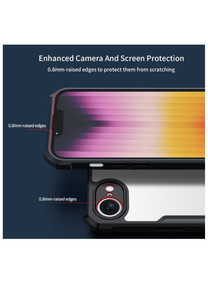 تنطبق على اي فون 16E حالة الهاتف ، رقيقة وخفيفة الوزن ، لينة تبو الوفير ، الاكريليك الغطاء الخلفي شفافة ، أسود - Image 3