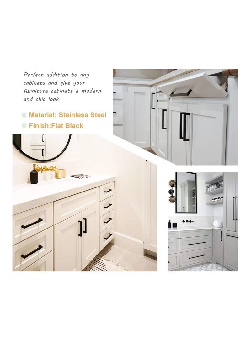 3pcs Black Modern Square Cabinet Pulls 5in Stainless Steel Drawer Handles for Kitchen and Bathroom Storage - Image 3