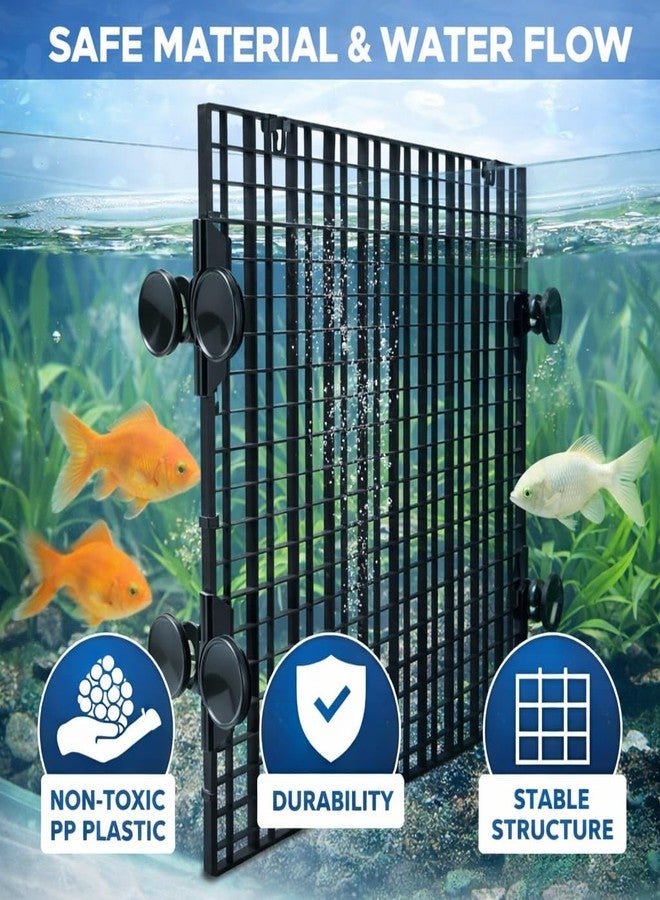 VAYINATO Fish Tank Divider Egg Crate Panel with Clips | 30×30cm PP Plastic Aquarium Divider Grid | Cuttable Mesh for Fish, Turtle, Reptile & Plant Tank Separation-Black (2 Pcs Egg Crate & 4 Pcs Clip) - Image 3